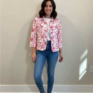 Pink Abstract Line Art Button Down Jacket - Size Small - NWOT